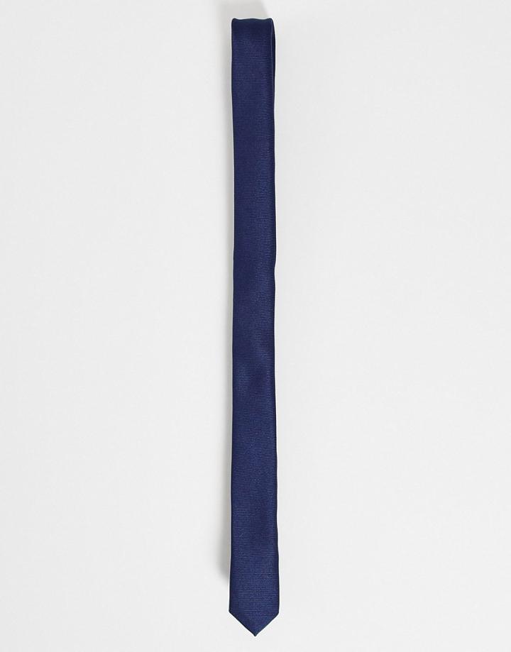 Asos Design Skinny Tie In Navy