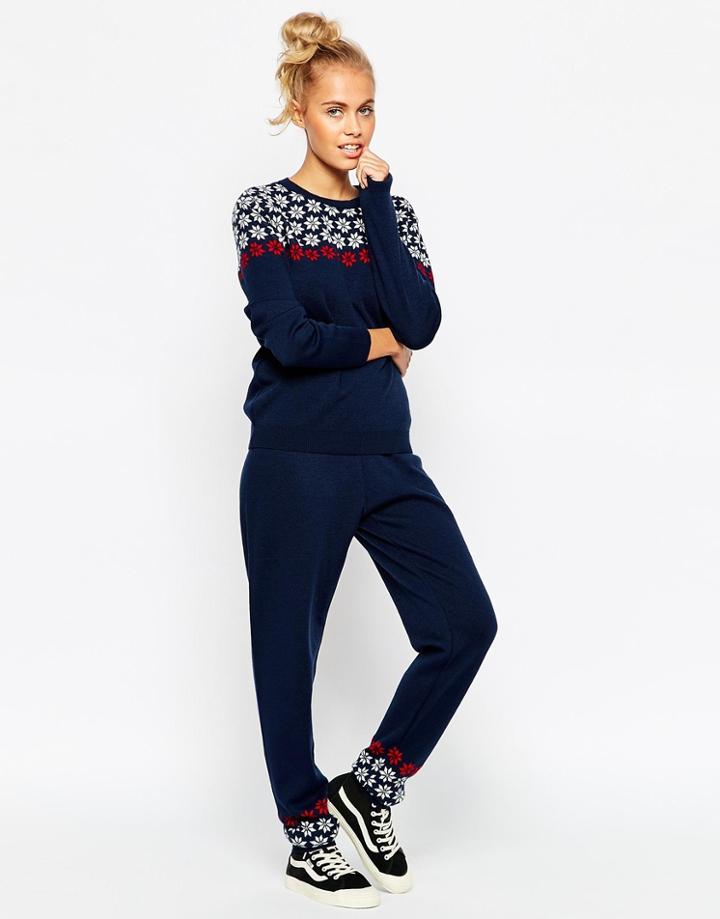 Asos Co-ord Joggers In Holidays Snowflake Pattern - Multi