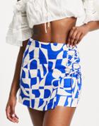 Stradivarius Skort In Blue Graphic Print