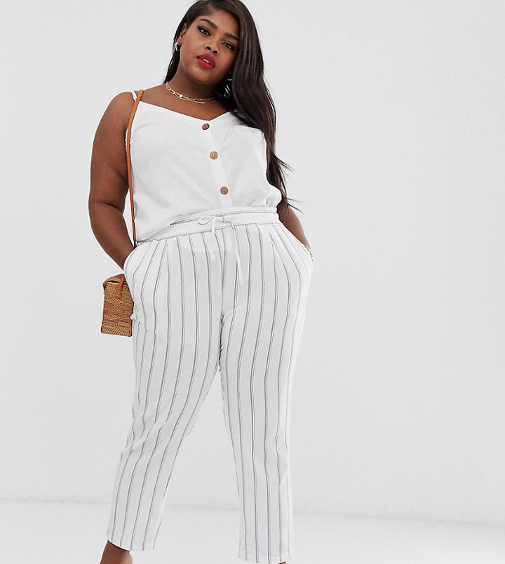 Vero Moda Curve Stripe Tapered Leg Pants-multi