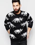 Asos Sweater With Dinosaurs - Black
