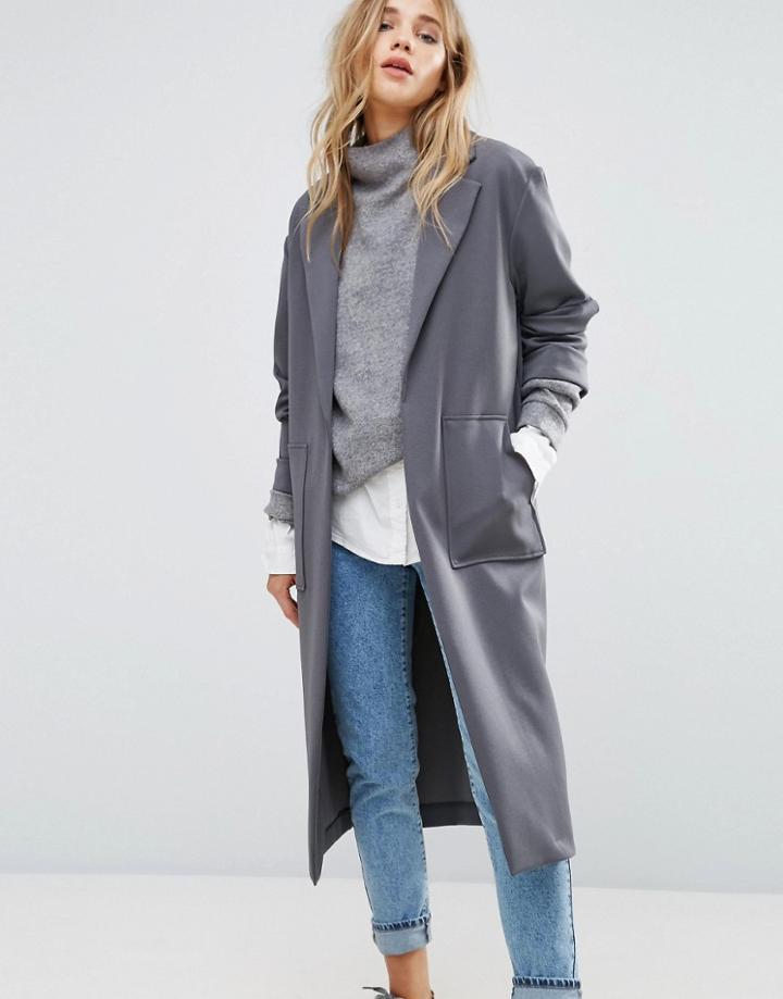 New Look Soft Duster Coat - Gray