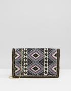 Pieces Beaded Clutch Bag With Crossbody Strap - Black