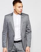 Asos Skinny Suit Jacket In Grey Fleck Jersey - Gray
