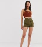 Parisian Tall Belted Utility Shorts-beige