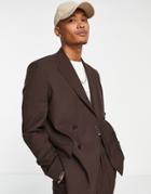 Asos Design Boxy Suit Jacket In Chocolate Brown