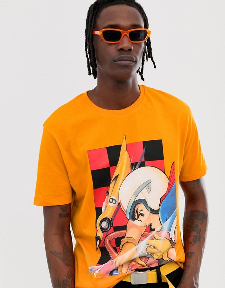 Asos Design Speed Racer Relaxed Fit T-shirt - Orange
