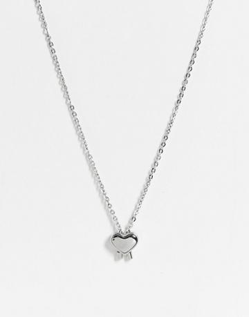 Calvin Klein Thin Chain Necklace With Heart Charm In Silver