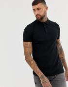 Asos Design Muscle Fit Polo In Rib In Black - Black