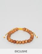 Reclaimed Vintage Inspired Bracelet In Wood Beads - Brown
