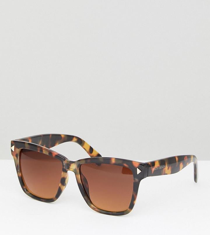 South Beach Oversized Tortoishell Sunglasses - Brown