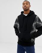 Bershka Oversized Hoodie With Check Print In Black - Black