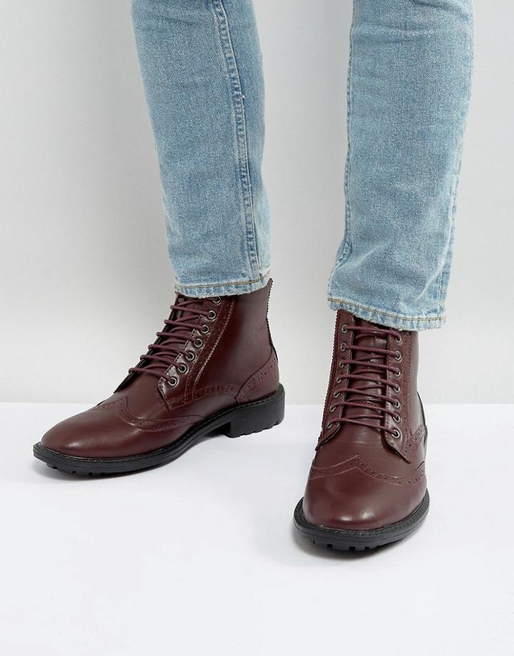 Brave Soul Brogue Boots - Red