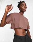 Asos Design Super Crop T-shirt In Brown