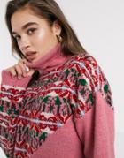 Asos Design Cut About Fairisle Roll Neck Sweater-multi