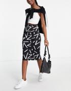 Asos Design Midi Pencil Skirt In Geo Print-multi