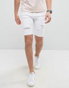 Good For Nothing Super Skinny Denim Shorts In White With Distressing - White