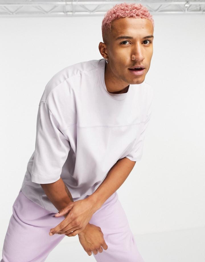 Asos Design Oversized T-shirt With Seam Detailing In Lilac-purple