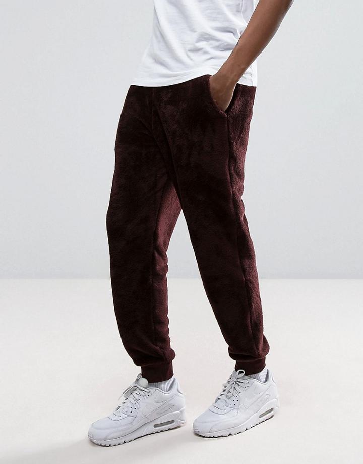 Asos Jogger In Fleece - Red