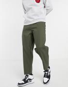 Asos Design Oversized Tapered Chinos In Khaki-green