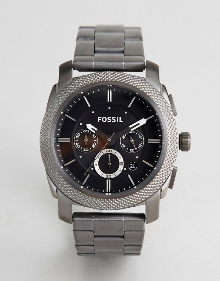 Fossil Chronograph Stainless Steel Watch With Black Dial - Black