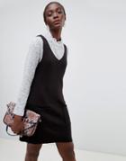 Pieces Pinnafore Dress With Pockets - Black