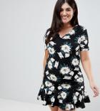 Ax Paris Plus Scuba Peplum Hem T-shirt Dress - Multi