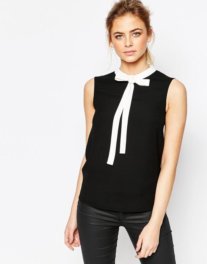 Ted Baker Bow Tie Crepe Top - Black