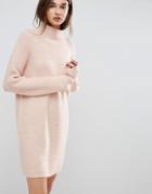 Asos Knitted Sweater Dress In Texture Stitch - Pink