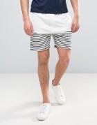 Solid Jersey Shorts In Towelling And Stripe - White