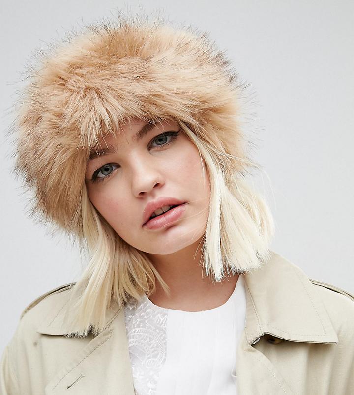 My Accessories Faux Fur Headband In Natural - Beige