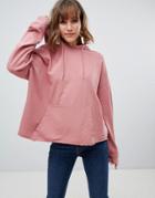 Asos Design Oversized Hoodie With Raw Hem In Wash-pink