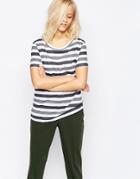 Selected Addict Short Sleeve T-shirt In Stripe - Stripes