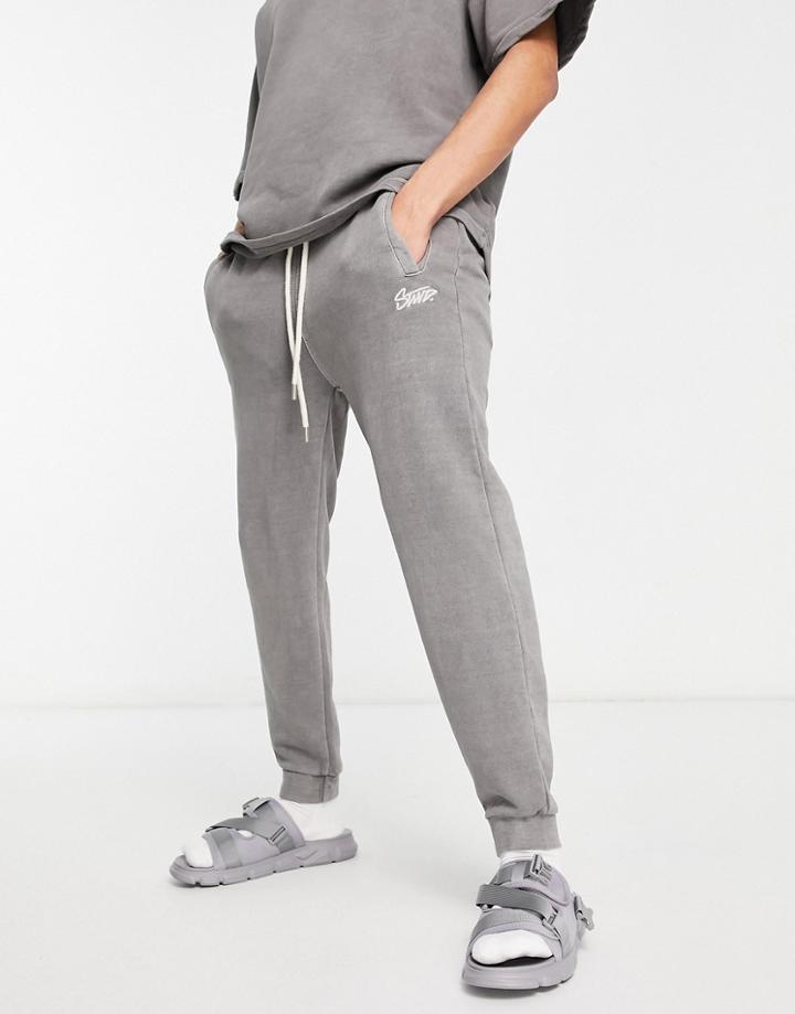 Pull & Bear Matching Washed Sweatpants In Gray-grey