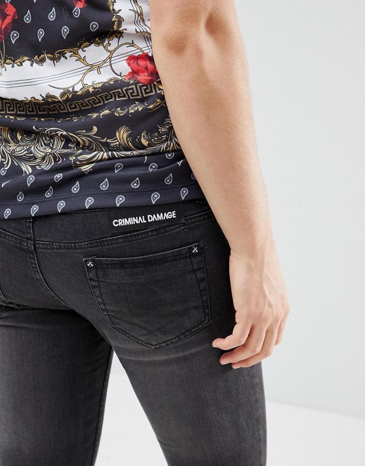 Criminal Damage Super Skinny Jeans In Snow Wash - Blue