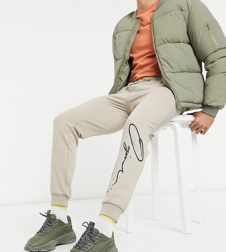Jack & Jones Originals Sweatpants With Script Logo In Beige Exclusive At Asos-neutral