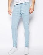 Asos Super Skinny Jeans In Bleach Wash - Blue
