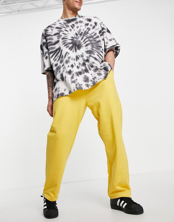 Asos Design Oversized Sweatpants With Toggle Details In Yellow - Yellow