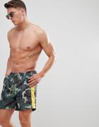 Sixth June Camo Swim Shorts With Side Stripe - Green