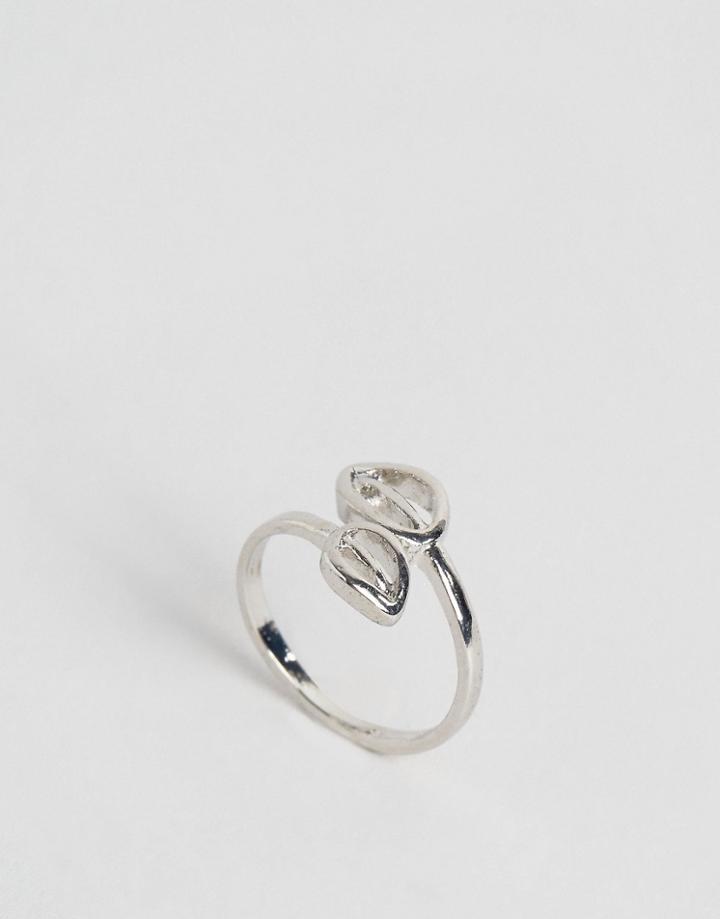 Asos Open Leaf Mid Finger Ring - Silver