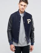 Original Penguin Vintage Gym Bomber Jacket - Blue