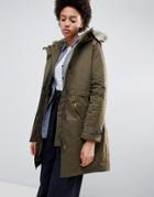 Parka London Lucinda Parka Coat With Faur Fur Trim Hood-green