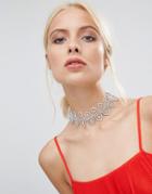 Asos Night Jewel Choker Necklace - Silver