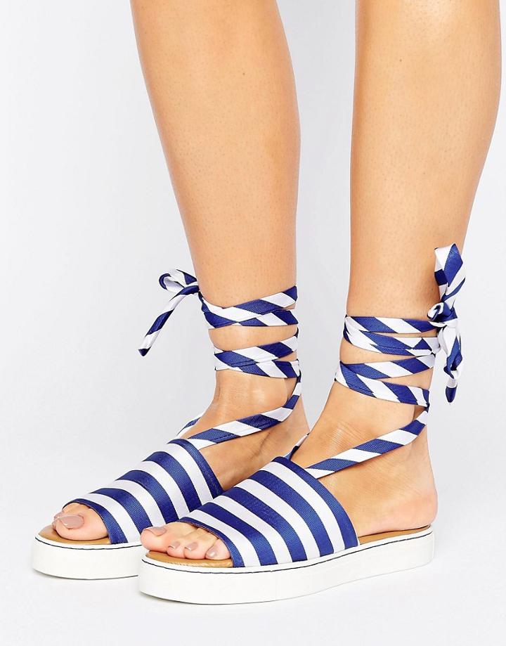 Clover Canyon Stripe Slide Sandals - Blue