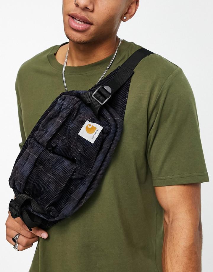 Carhartt Wip Flint Corduroy Hip Bag In Blue Check-blues