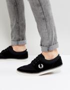 Fred Perry Stratford Suede And Twill Sneakers In Black - Black