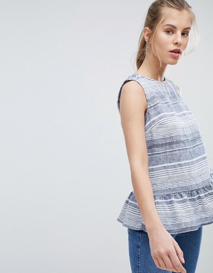 Oasis Stripe Sleeveless Peplum Top - Multi