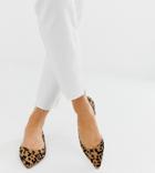Asos Design Wide Fit Virtue D'orsay Pointed Ballet Flats In Leopard - Multi
