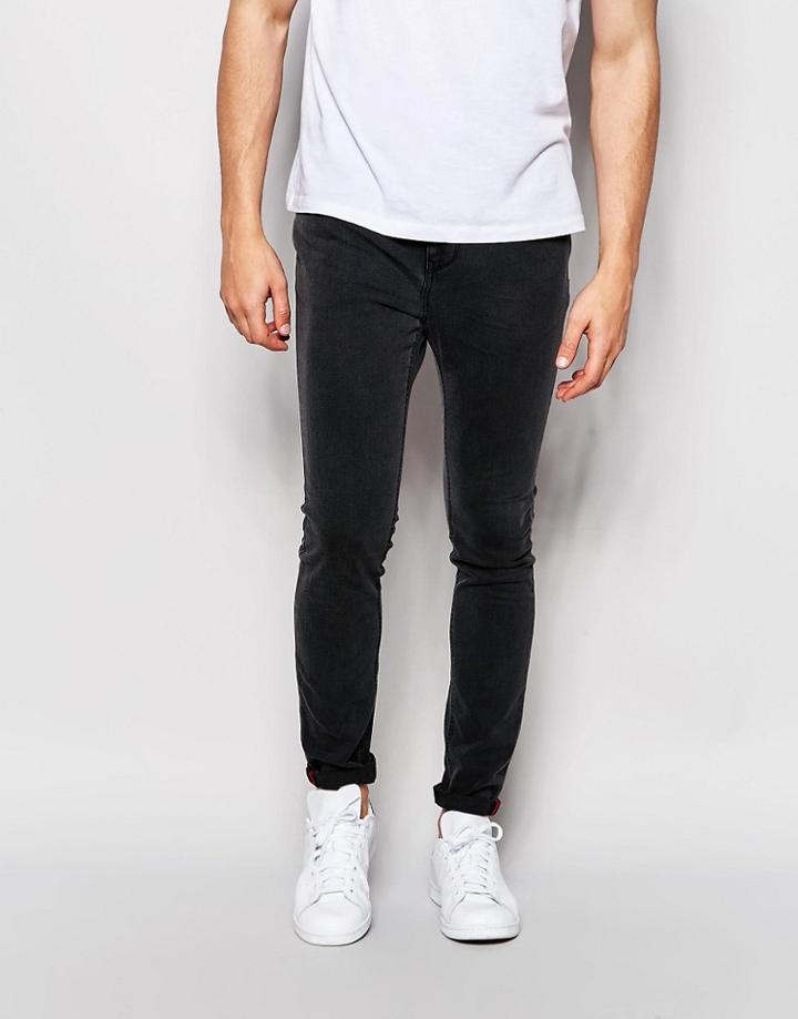 Pull & Bear Super Skinny Jeans In Dark Gray - Gray