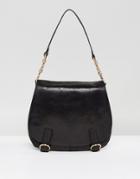 Urbancode Leather Crossbody Bag With Buckle Detailing - Black